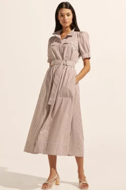 zoe kratzmann Dresses|Starling Dress-Mocha Stripe