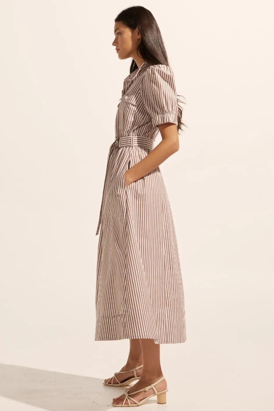 zoe kratzmann Dresses|Starling Dress-Mocha Stripe