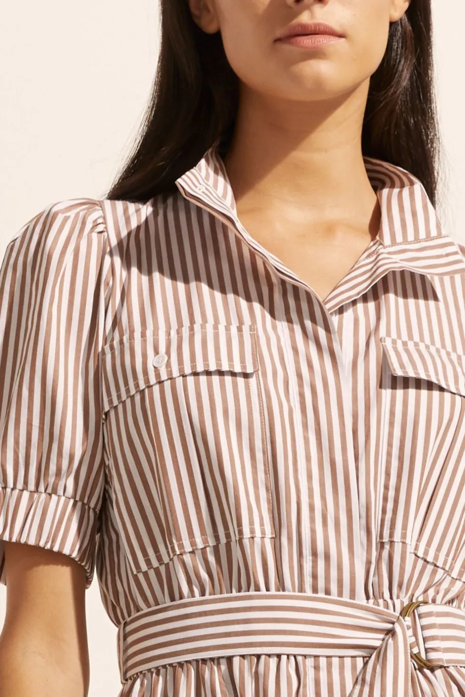 zoe kratzmann Dresses|Starling Dress-Mocha Stripe