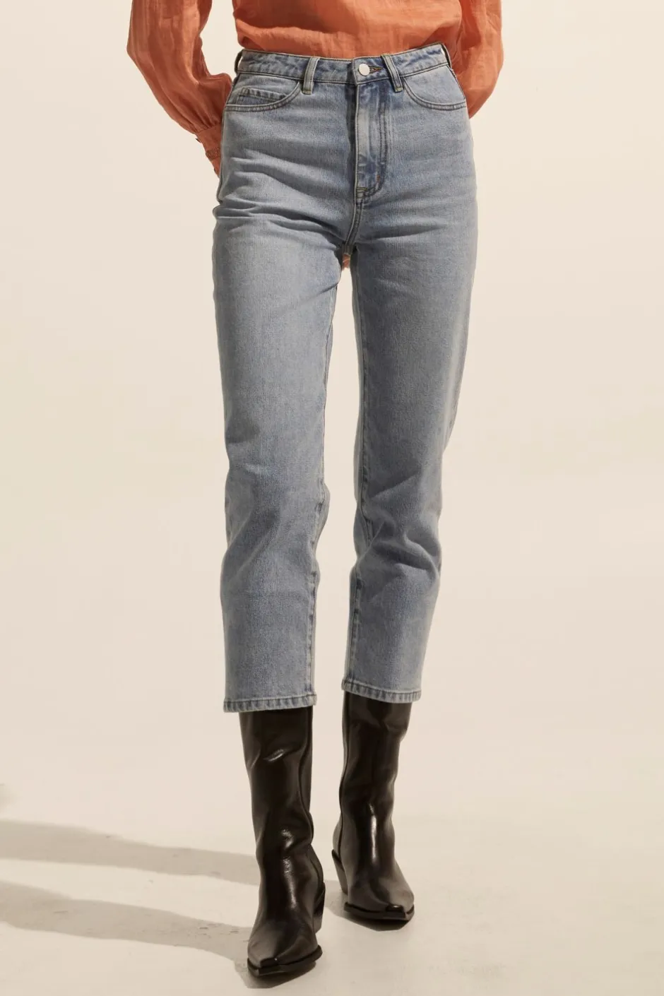 zoe kratzmann Bottoms|Tariff Jean-Washed Denim