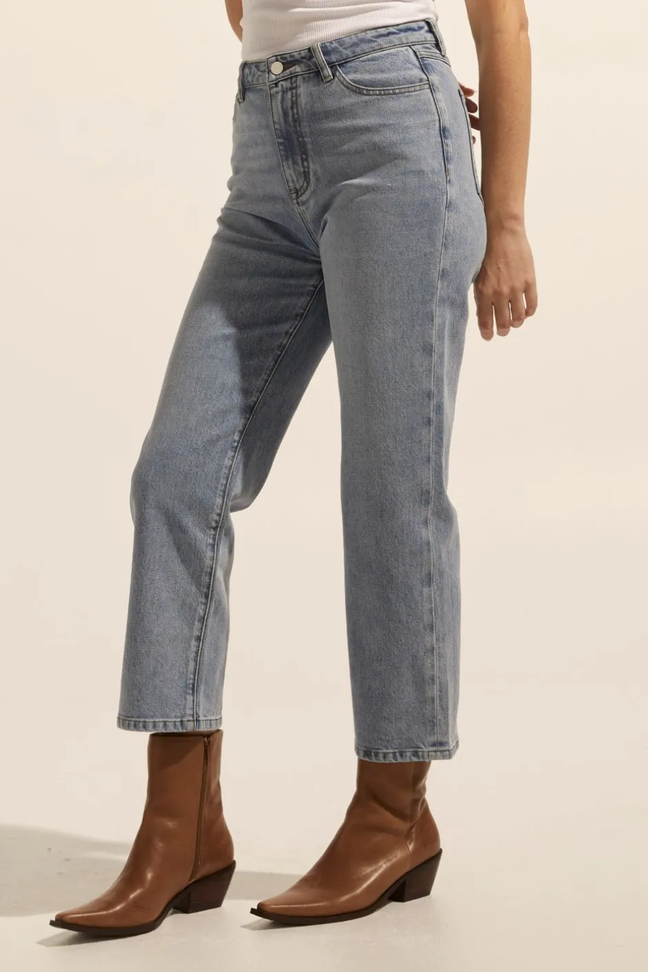 zoe kratzmann Bottoms|Tariff Jean-Washed Denim