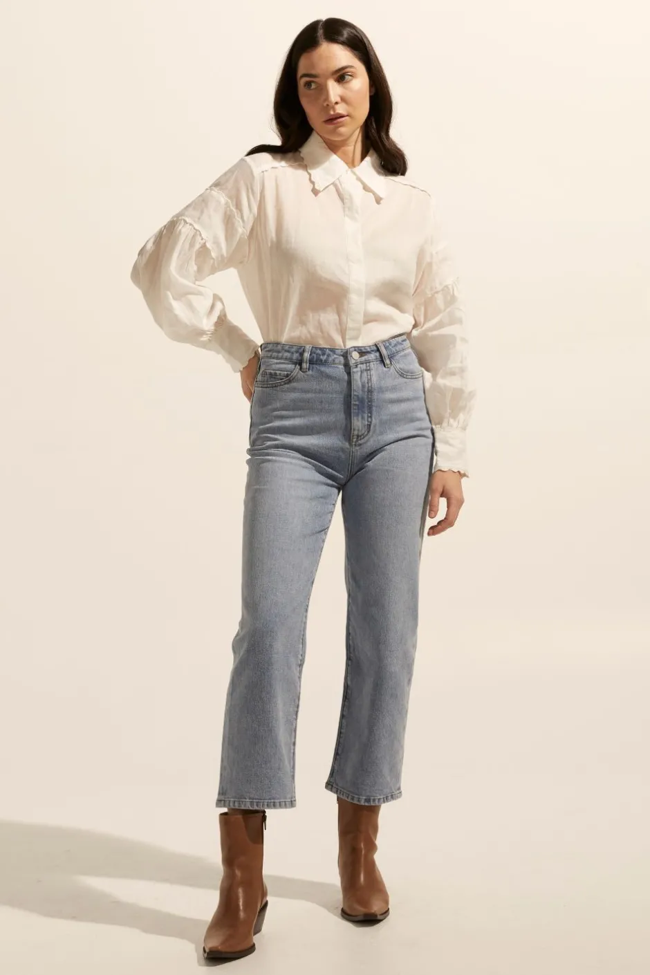 zoe kratzmann Bottoms|Tariff Jean-Washed Denim
