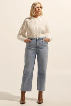 zoe kratzmann Bottoms|Tariff Jean-Washed Denim