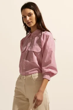 zoe kratzmann Tops|Underpin Top-Magenta Stripe