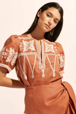 zoe kratzmann Tops|Venture Top-Ginger Embroid